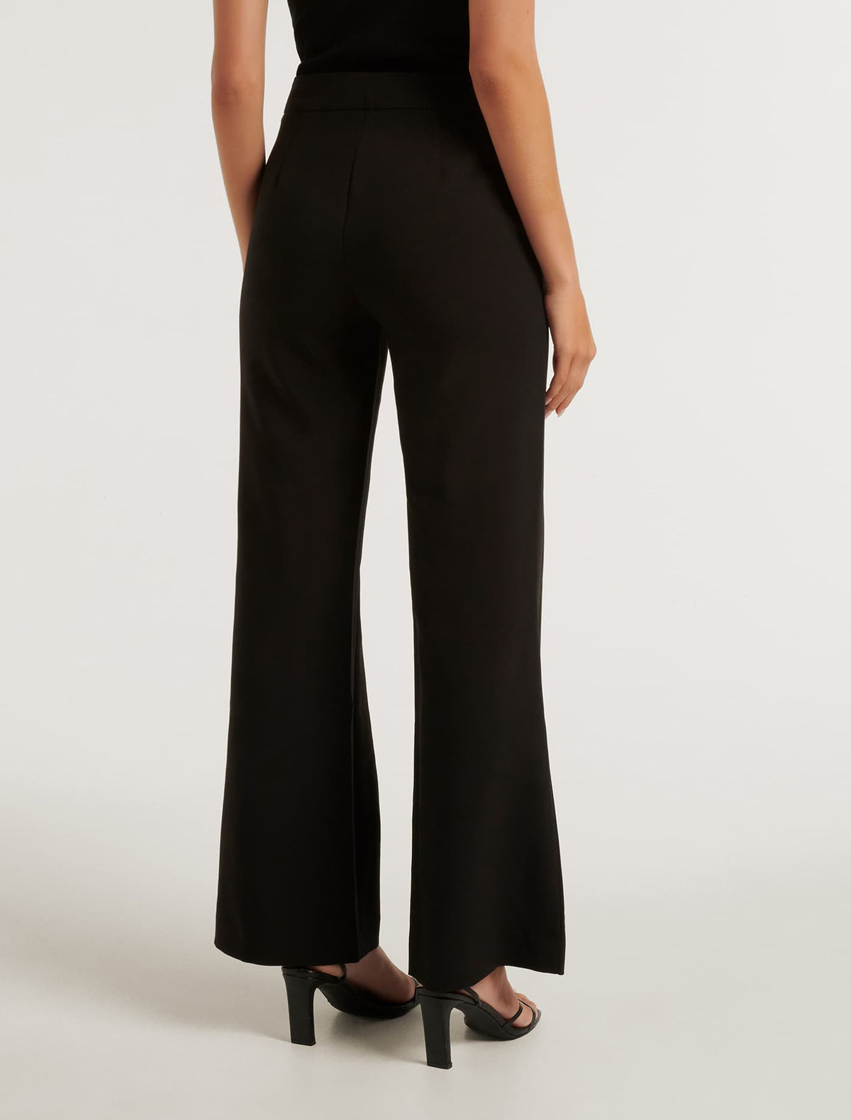 Megan Button Wide Leg Pant Black