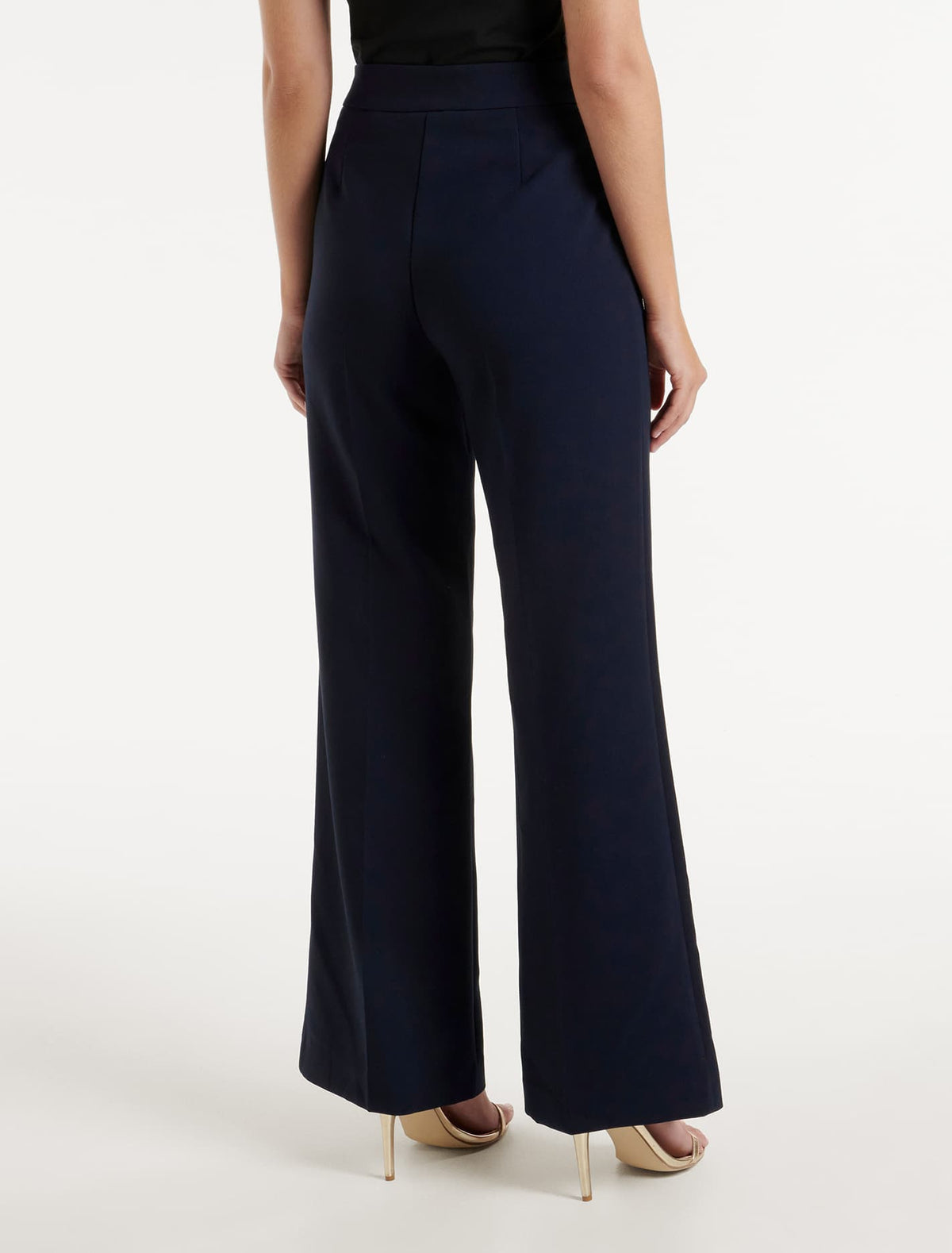 Megan Button Wide Leg Pant Navy