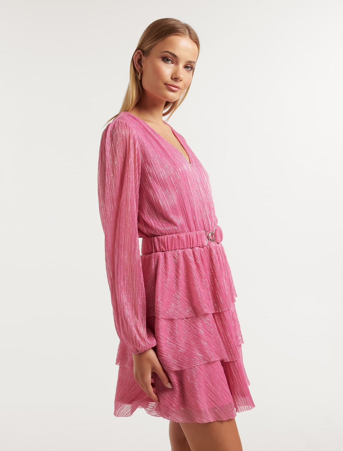 Nancy Plisse Tiered Mini Pink