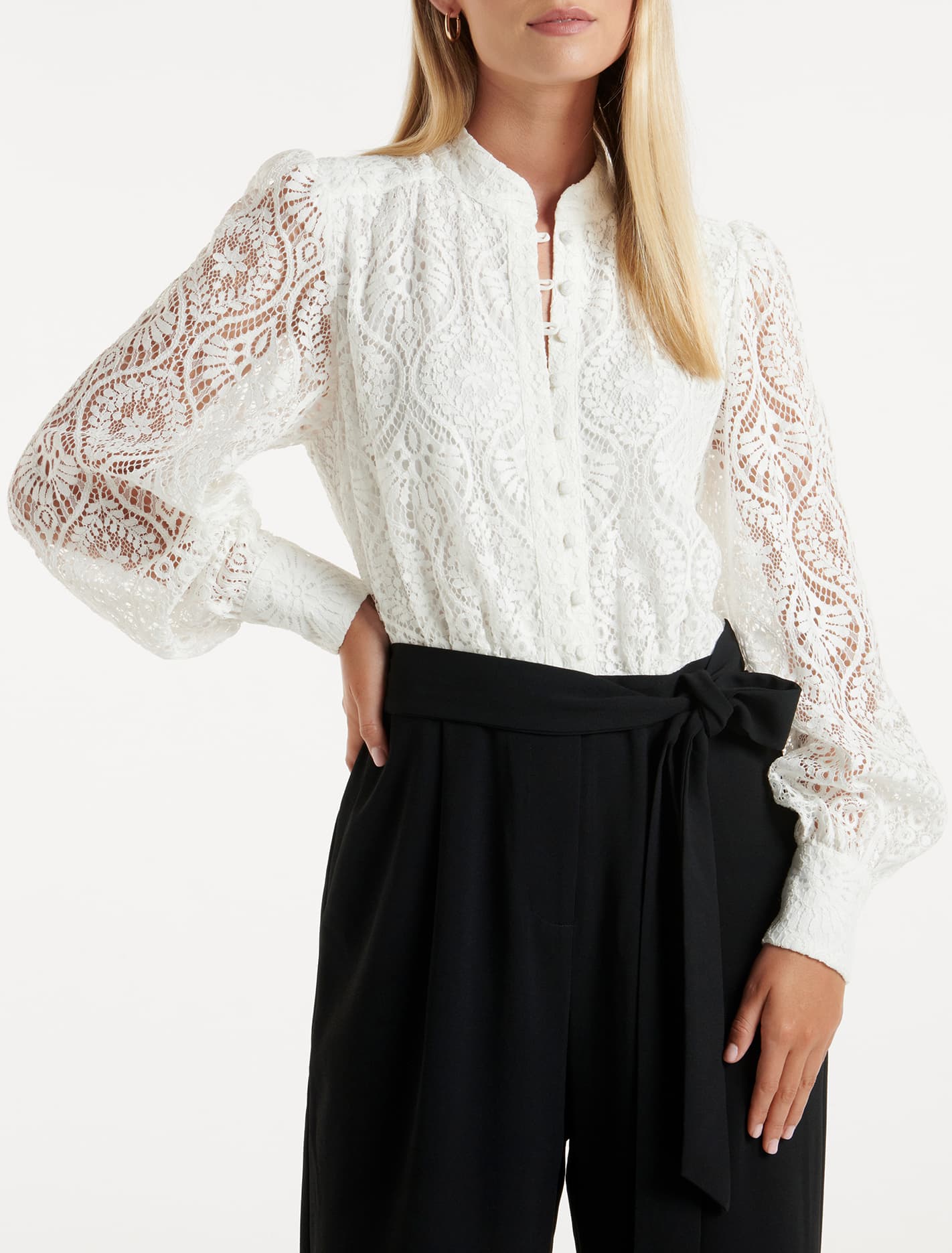 Eddie Lace Jumpsuit Porcelain & Black