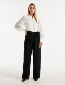 Eddie Lace Jumpsuit Porcelain & Black