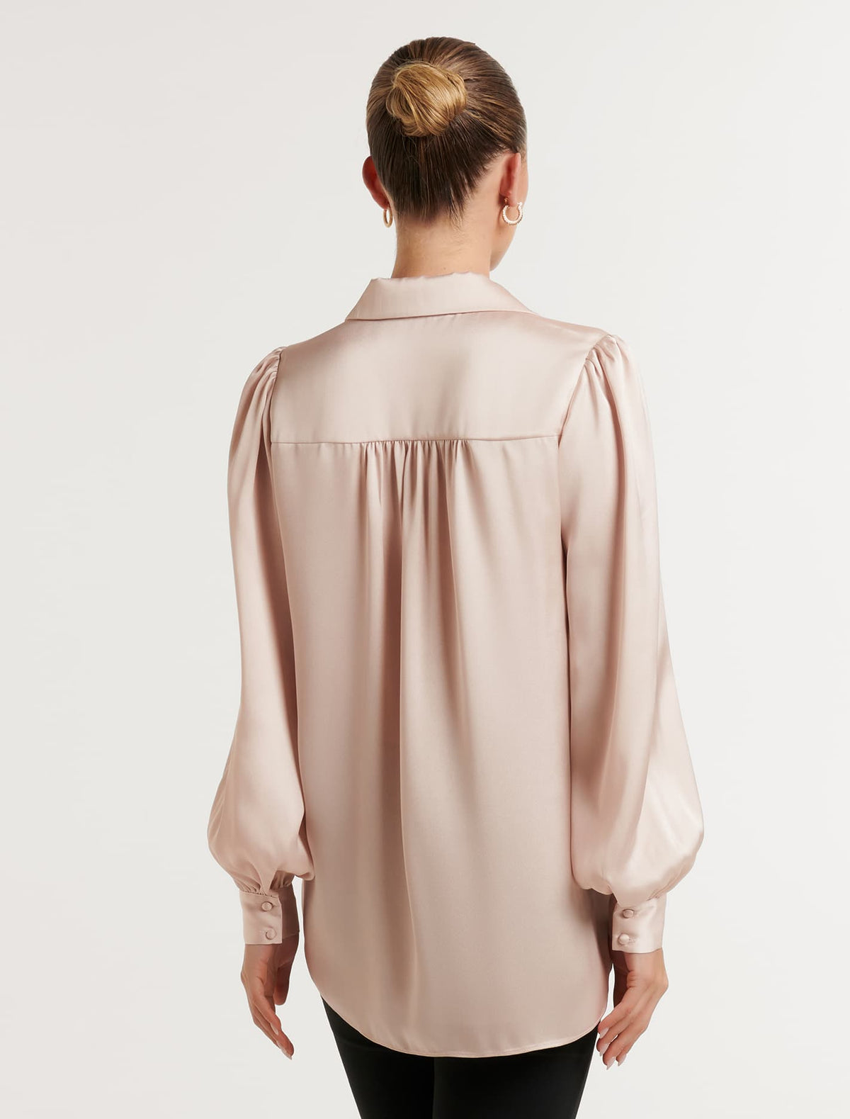 Ren Satin Button Through Blouse Frosted Champagne