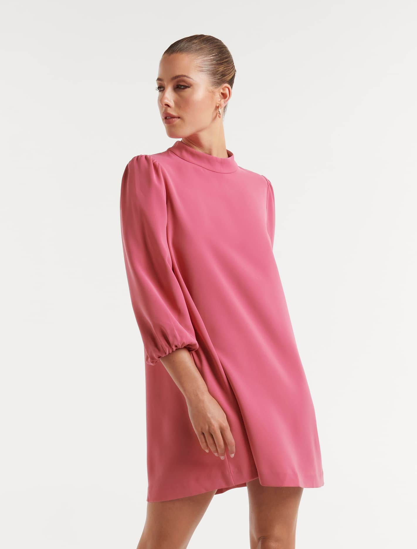 Jenna 3/4 Sleeve Shift Dress Raspberry Jelly