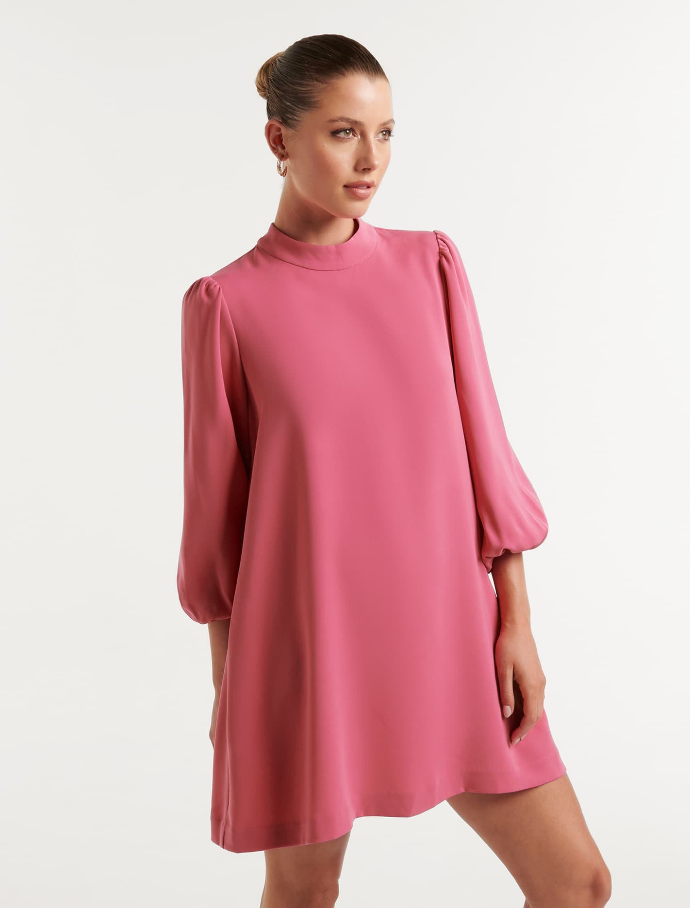 Jenna 3/4 Sleeve Shift Dress Raspberry Jelly