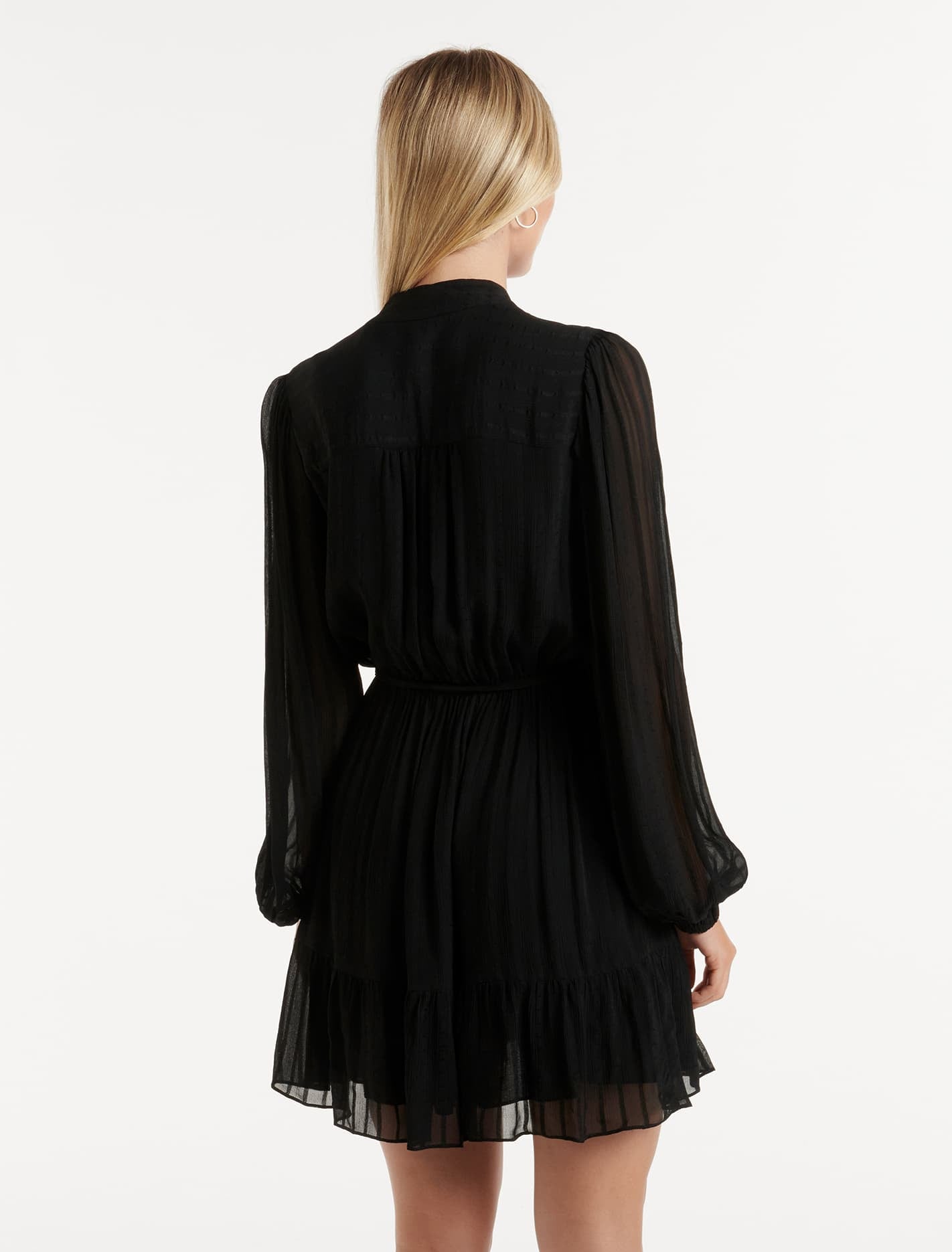 Edith Textured Skater Dress Black