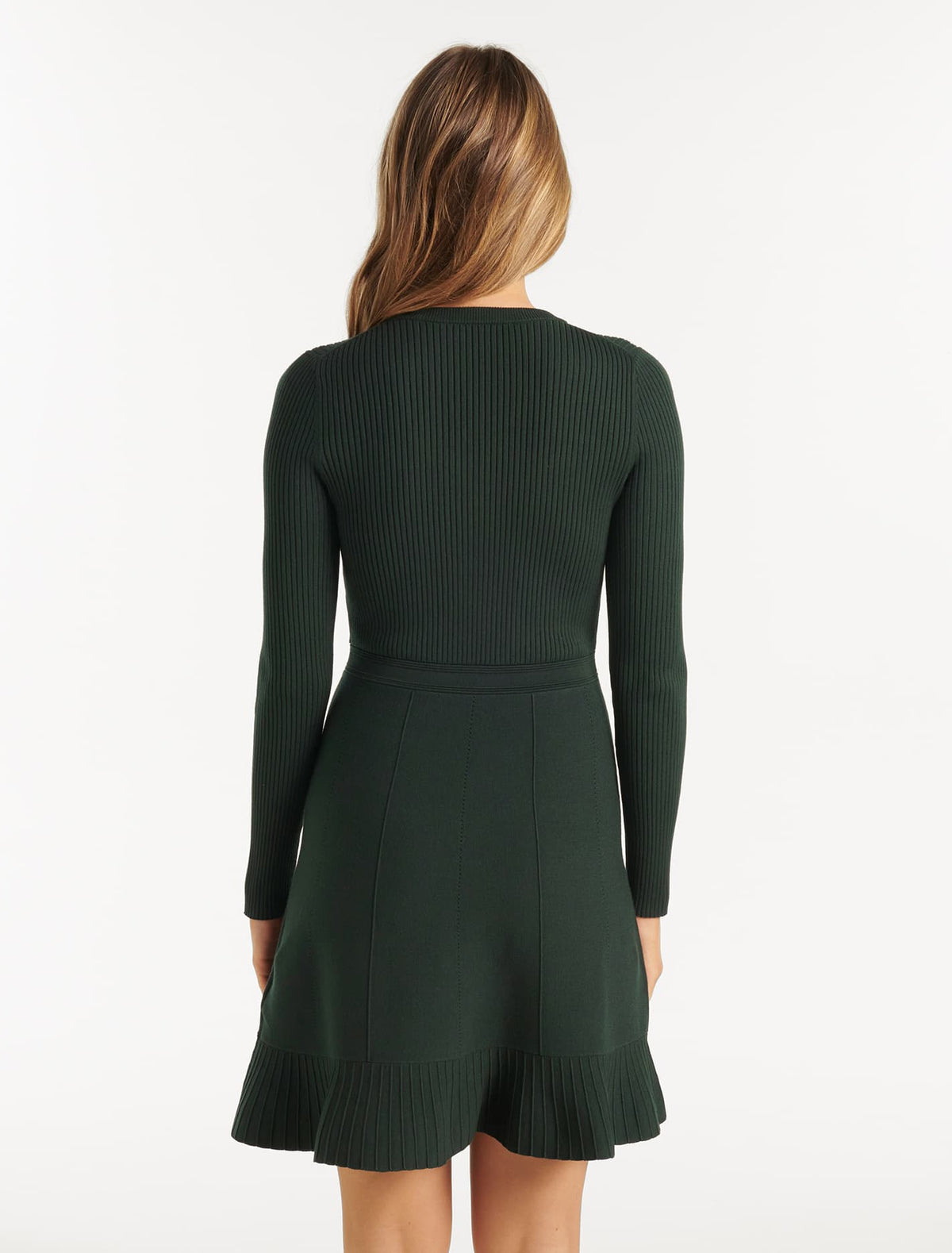 Cleo Long Sleeve Mini Knit Dress Seaweed Green