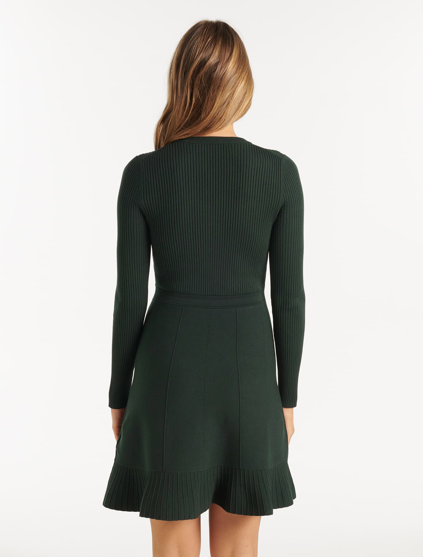 Cleo Long Sleeve Mini Knit Dress Seaweed Green