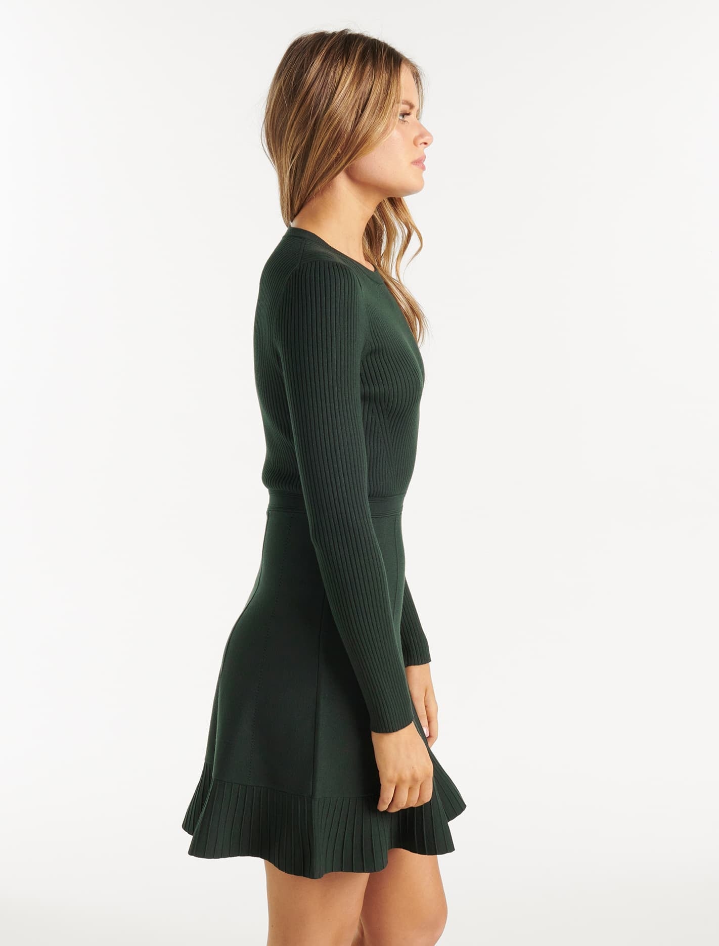 Cleo Long Sleeve Mini Knit Dress Seaweed Green