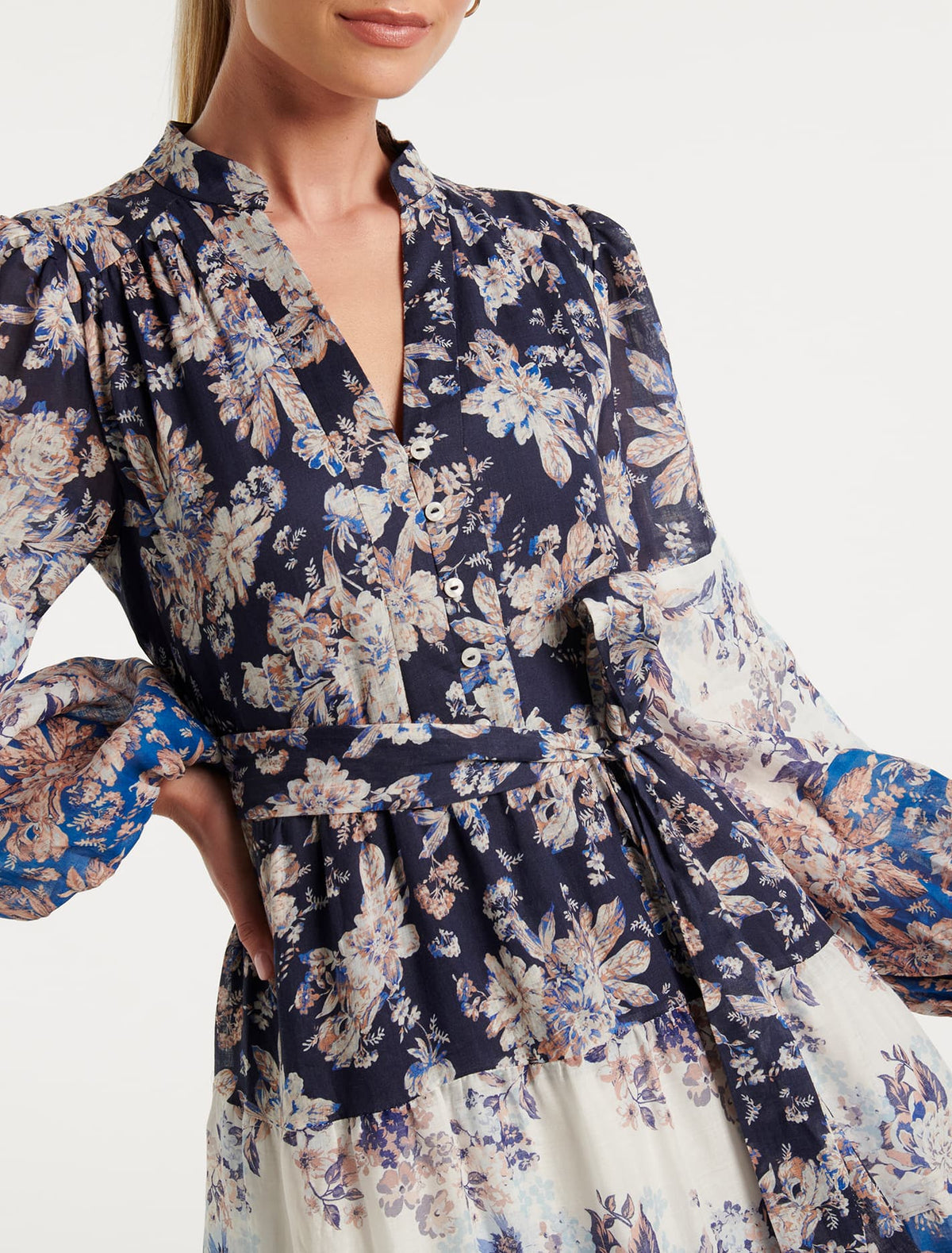 Martine Layered Midi Dress Selma Spliced Flora