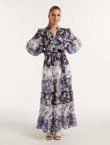 Martine Layered Midi Dress Selma Spliced Flora