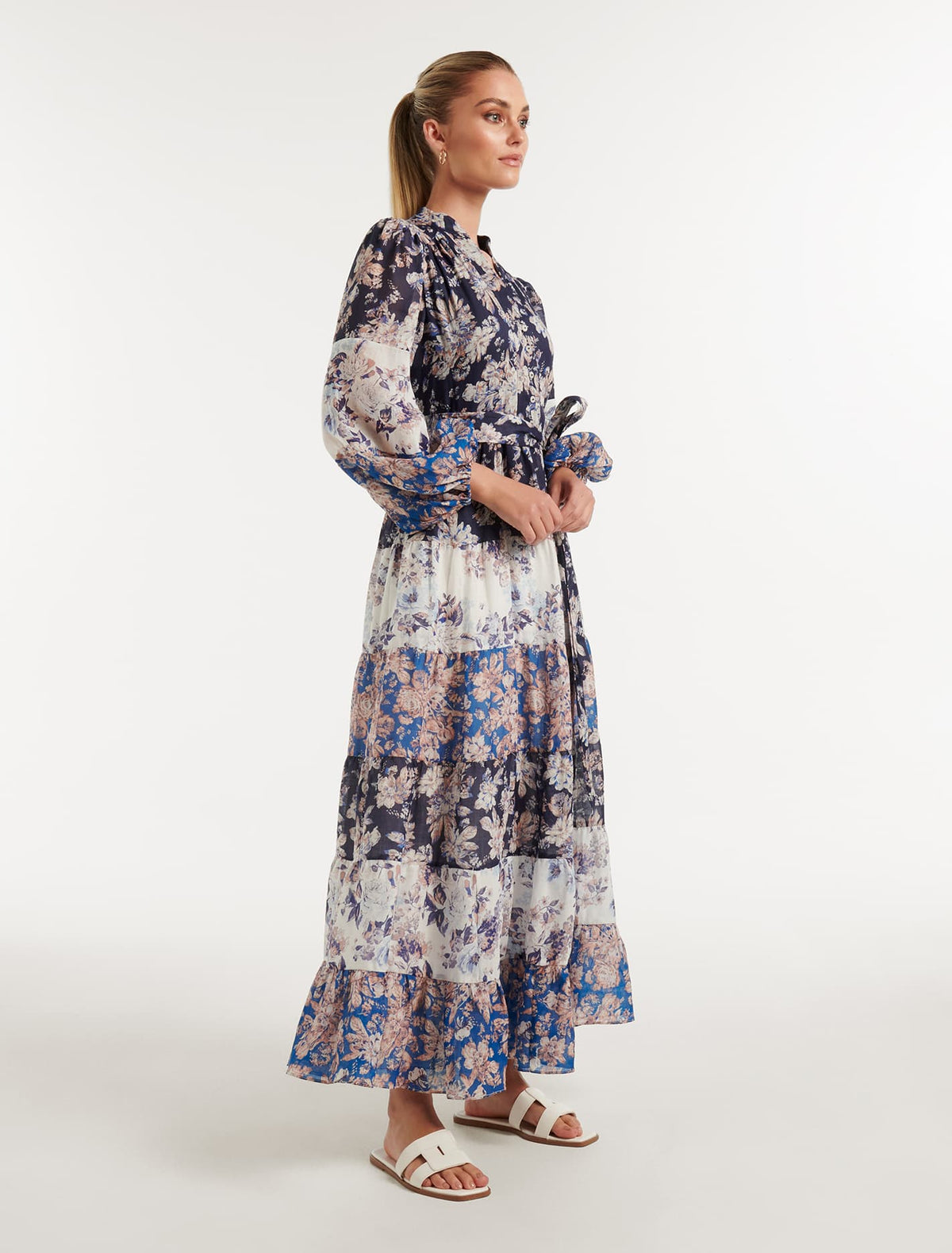 Martine Layered Midi Dress Selma Spliced Flora