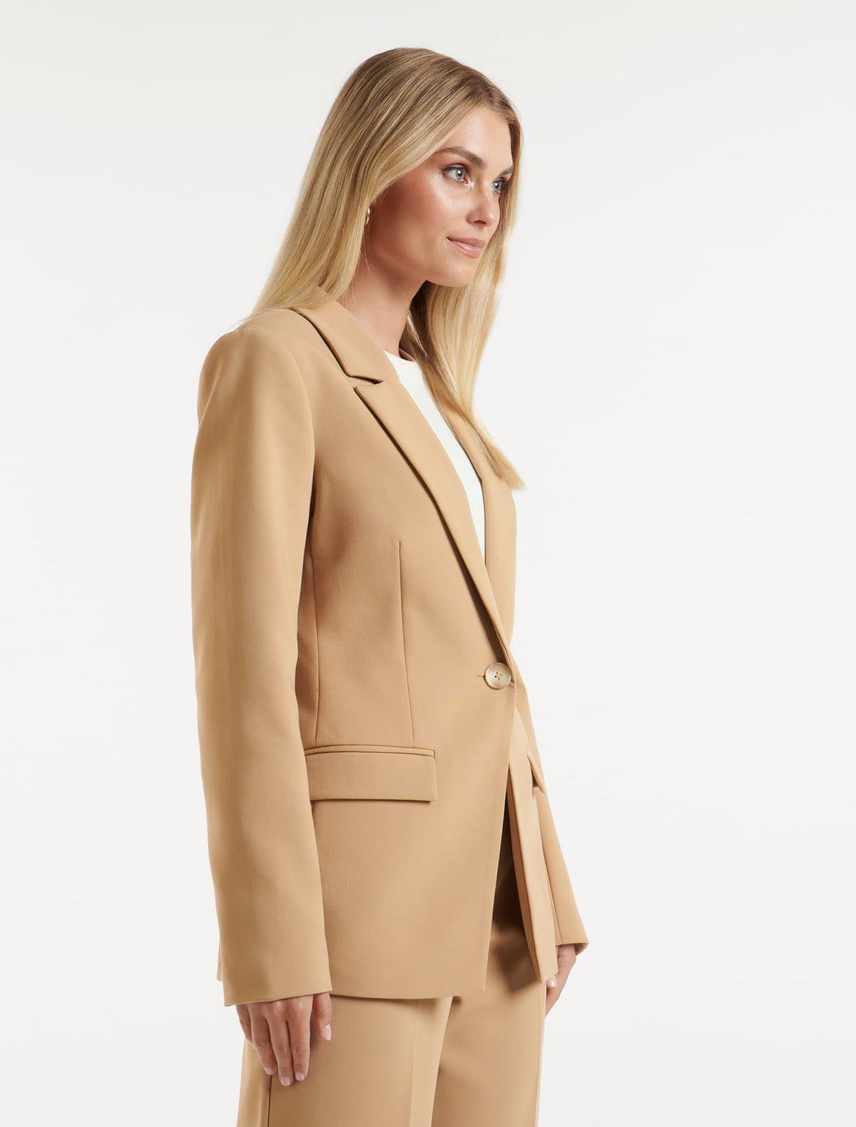 Emmie Fitted Single Breasted Blazer Camel Suit
