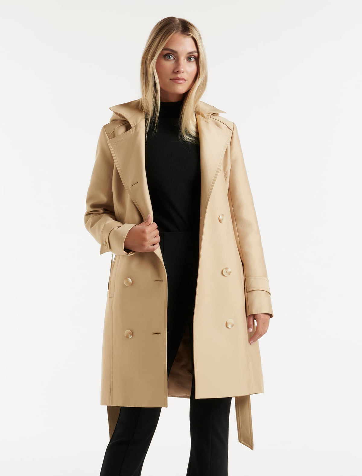 Talea Waterproof Hooded Trench Mac Camel