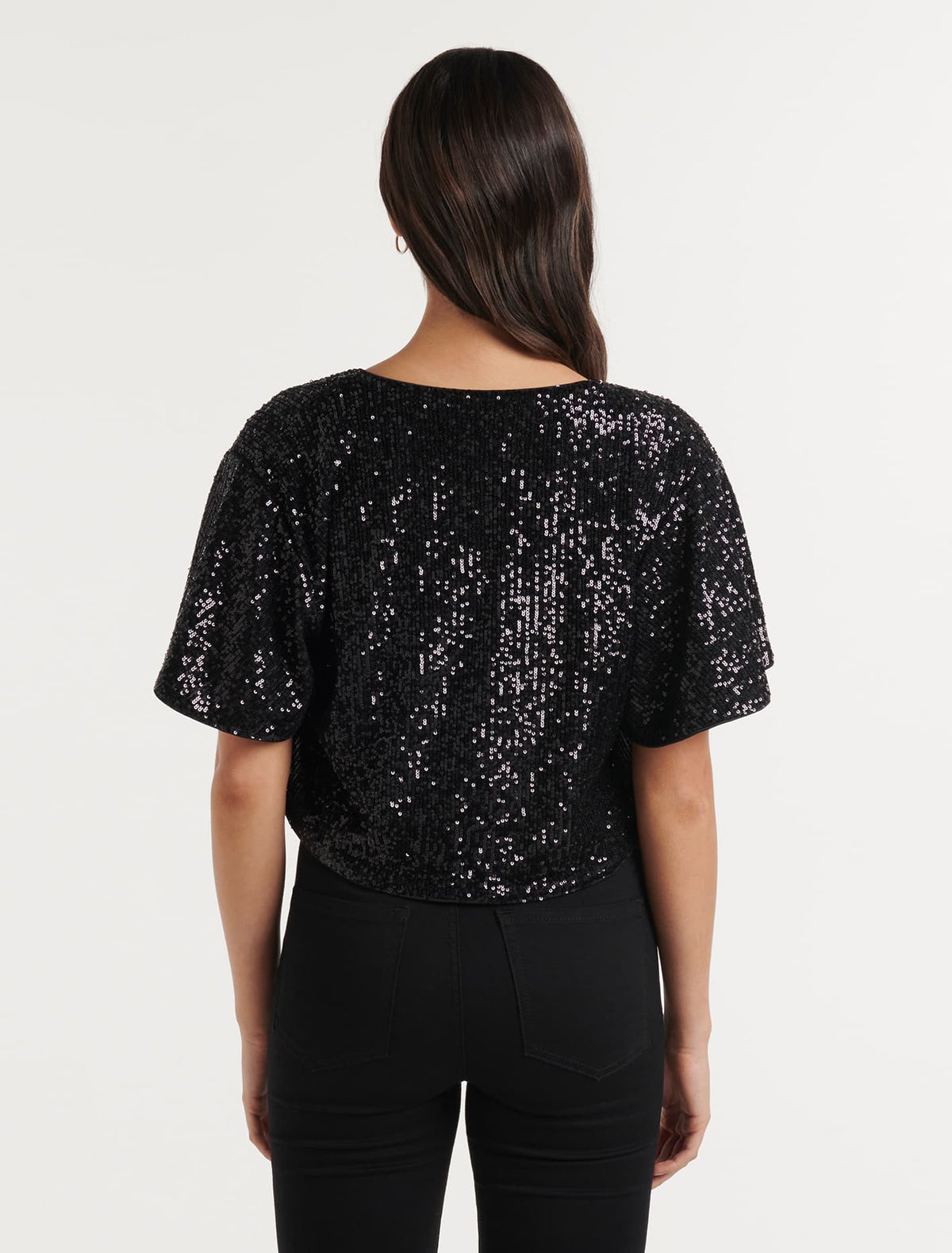 Selena Sequin Short Cape Black