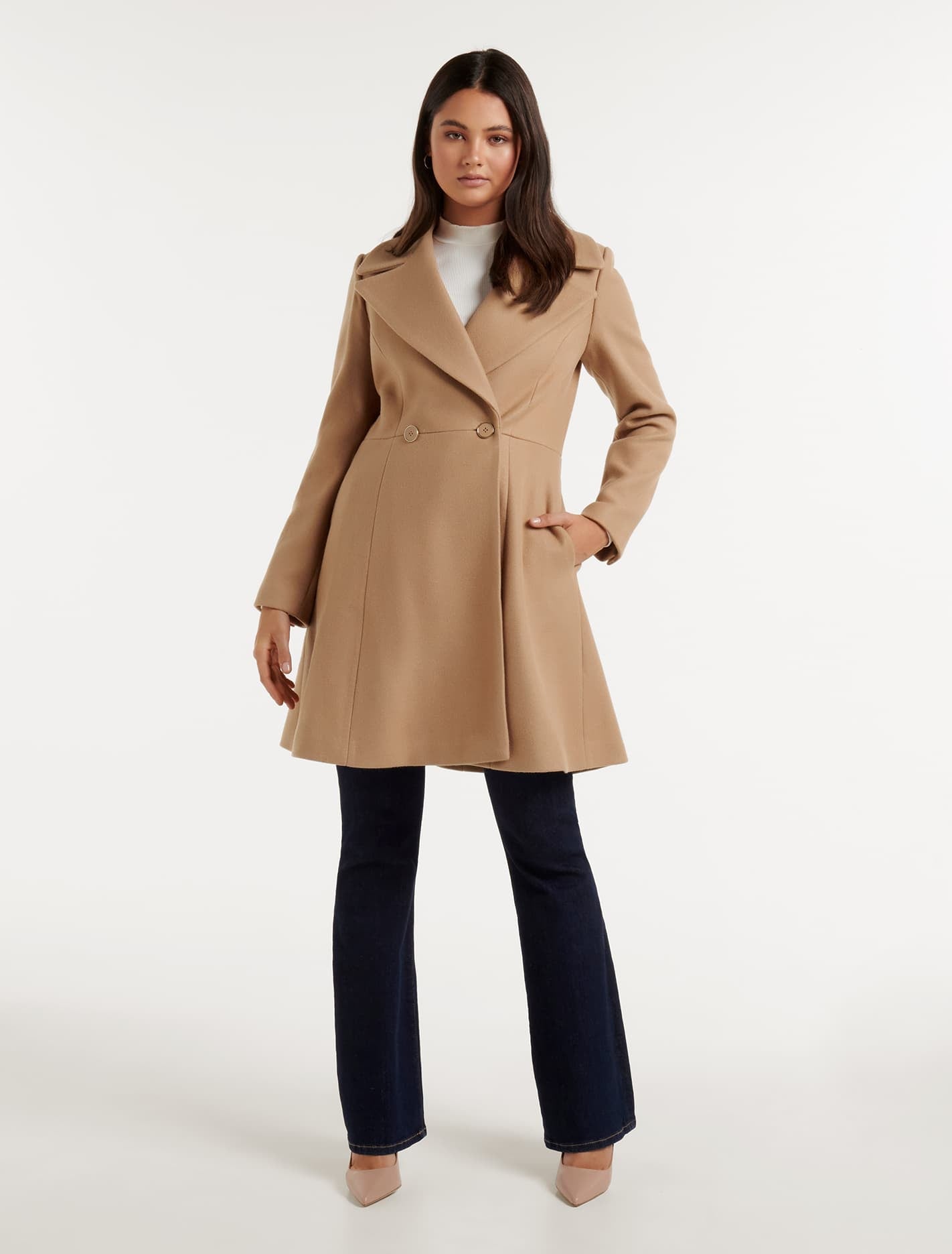 Esther Fit and Flare Coat Camel