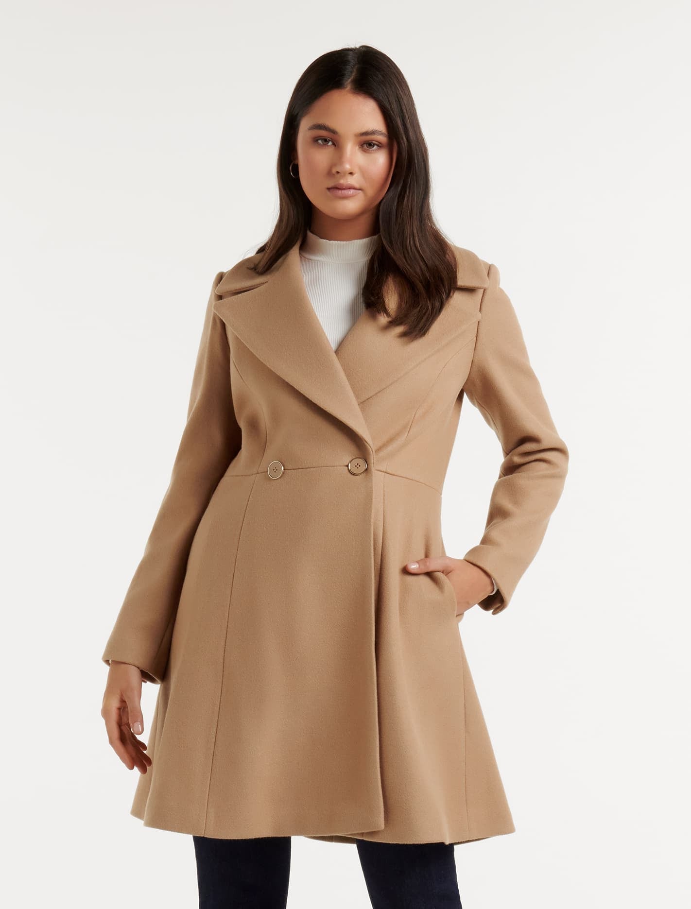 Esther Fit and Flare Coat Camel