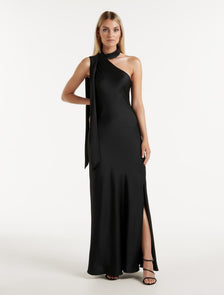 Remington Asymm Scarf Dress Black