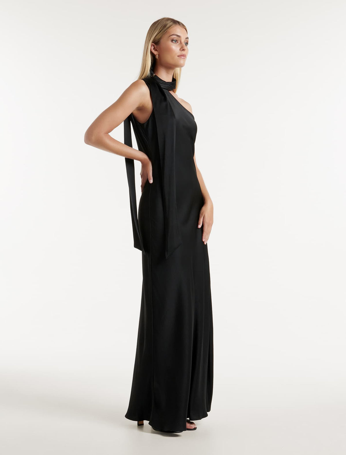 Remington Asymm Scarf Dress Black