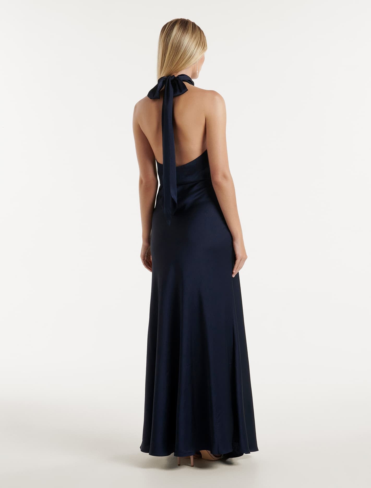 Yvette Knot Tie Neck Gown Navy