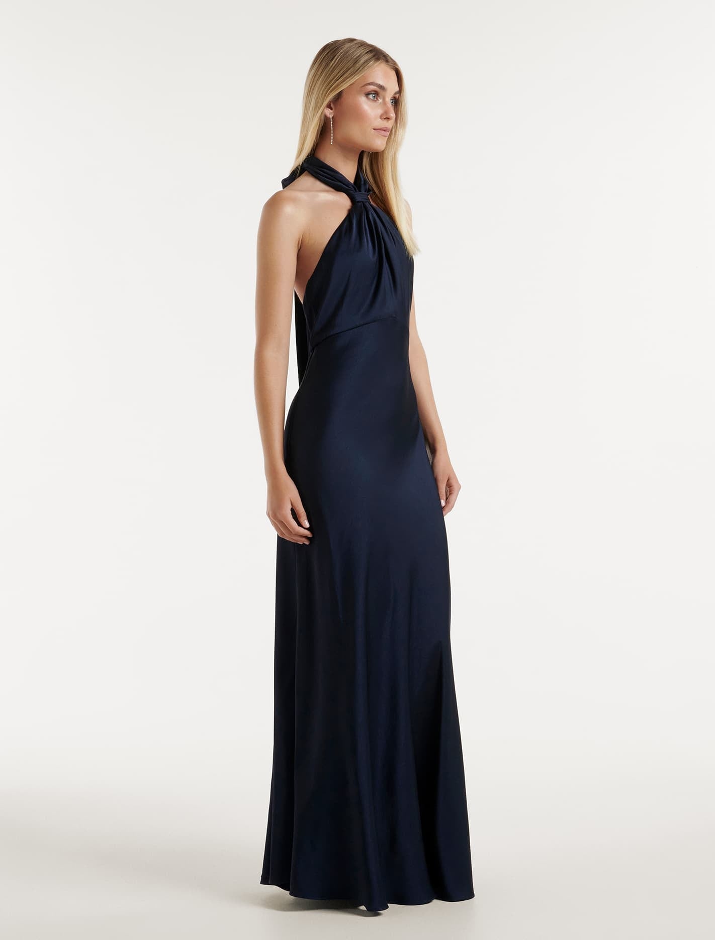 Yvette Knot Tie Neck Gown Navy