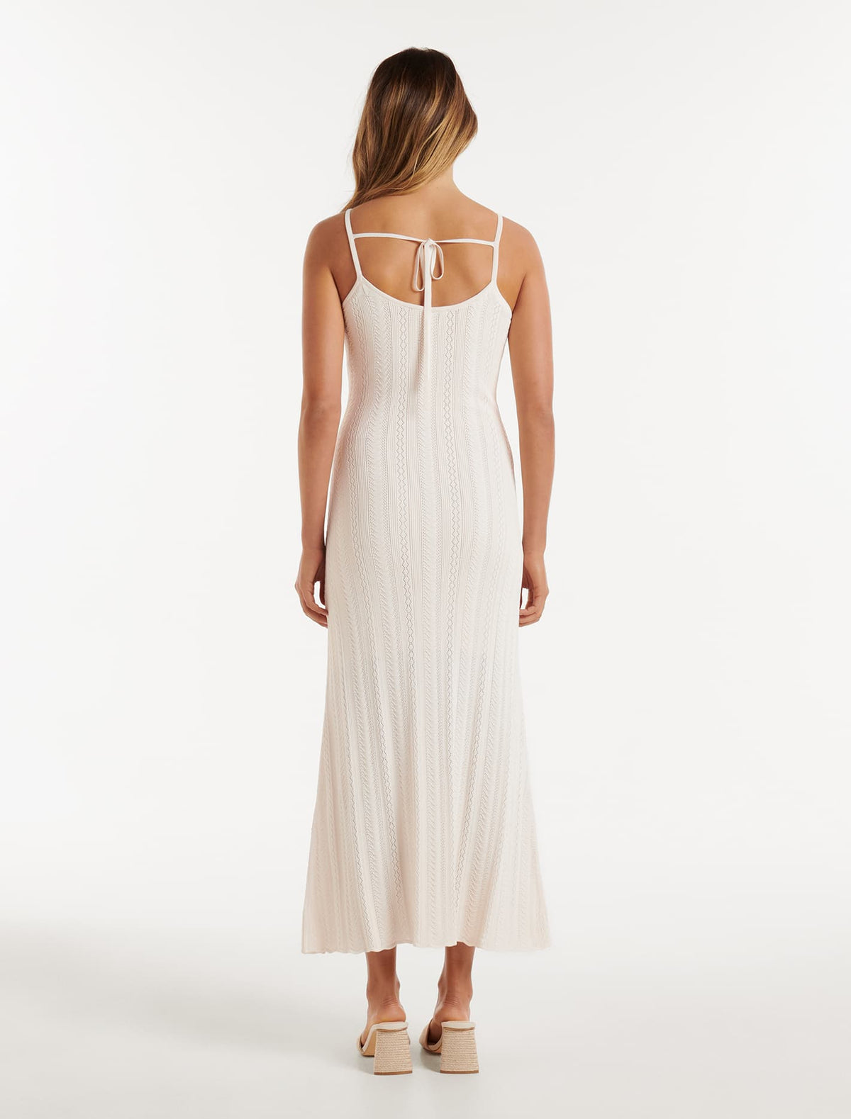 Taylor Pointelle Midi Knit Dress Cream