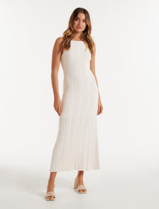 Taylor Pointelle Midi Knit Dress Cream