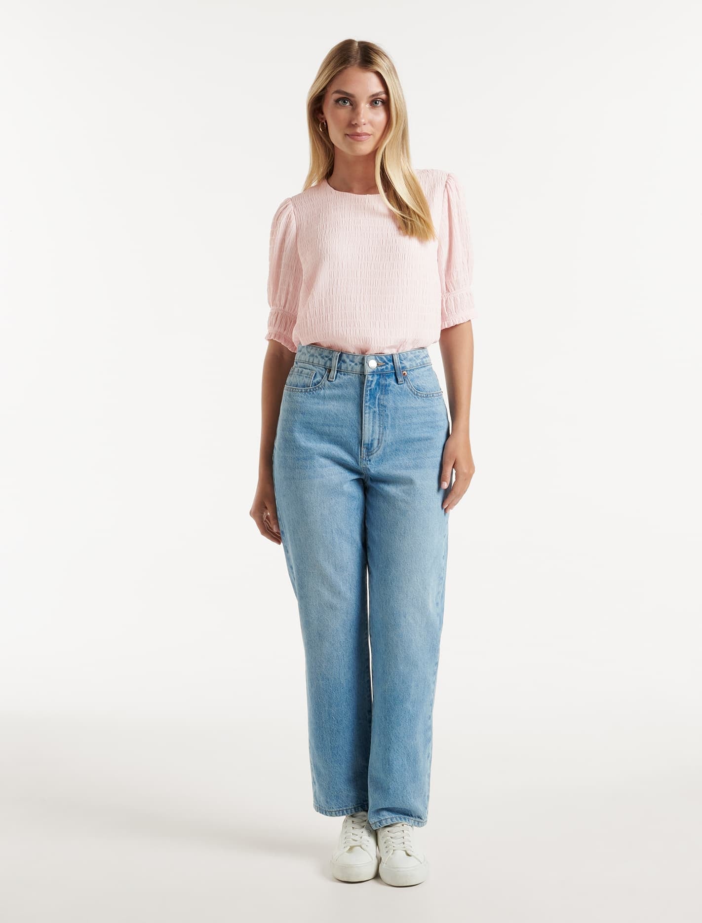 Monti Textured Puff Sleeve Blouse Soft Pink