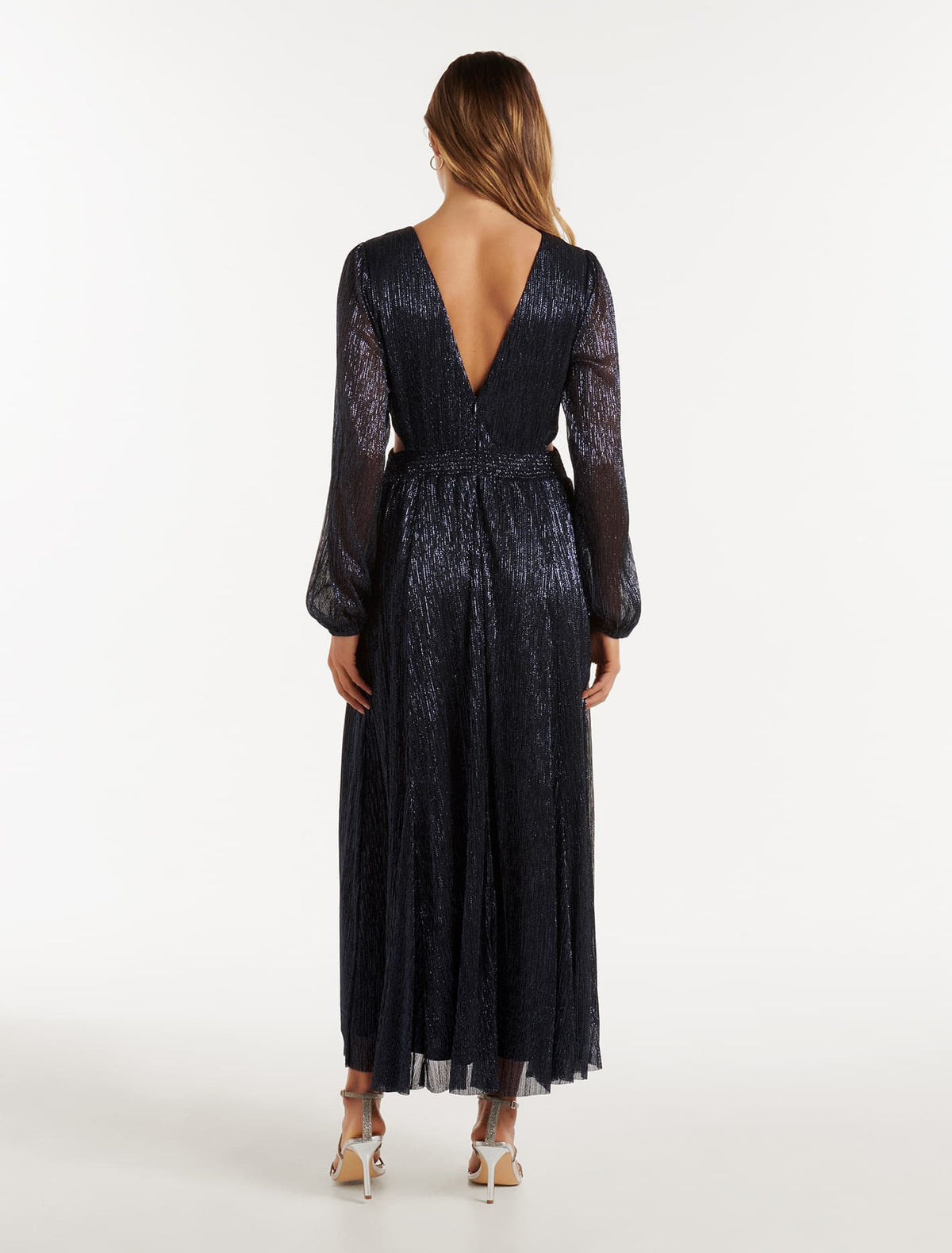 Cassandra Cut Out Plisse Dress Navy
