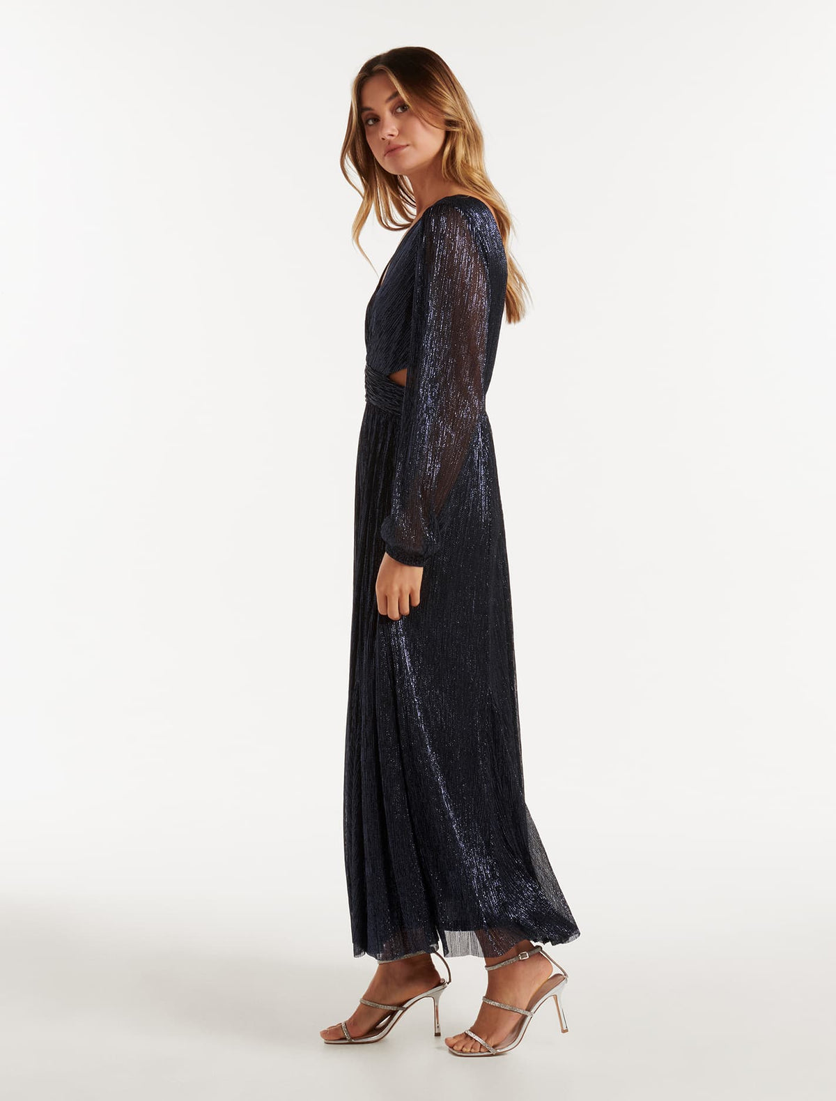 Cassandra Cut Out Plisse Dress Navy
