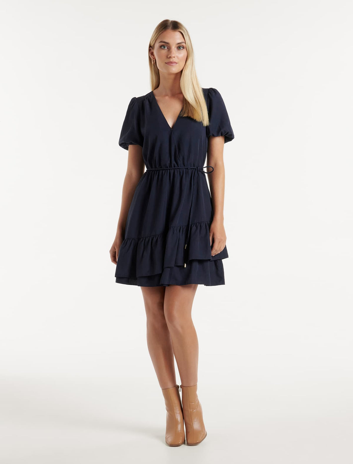 Renata Ruffle Hem Mini Navy