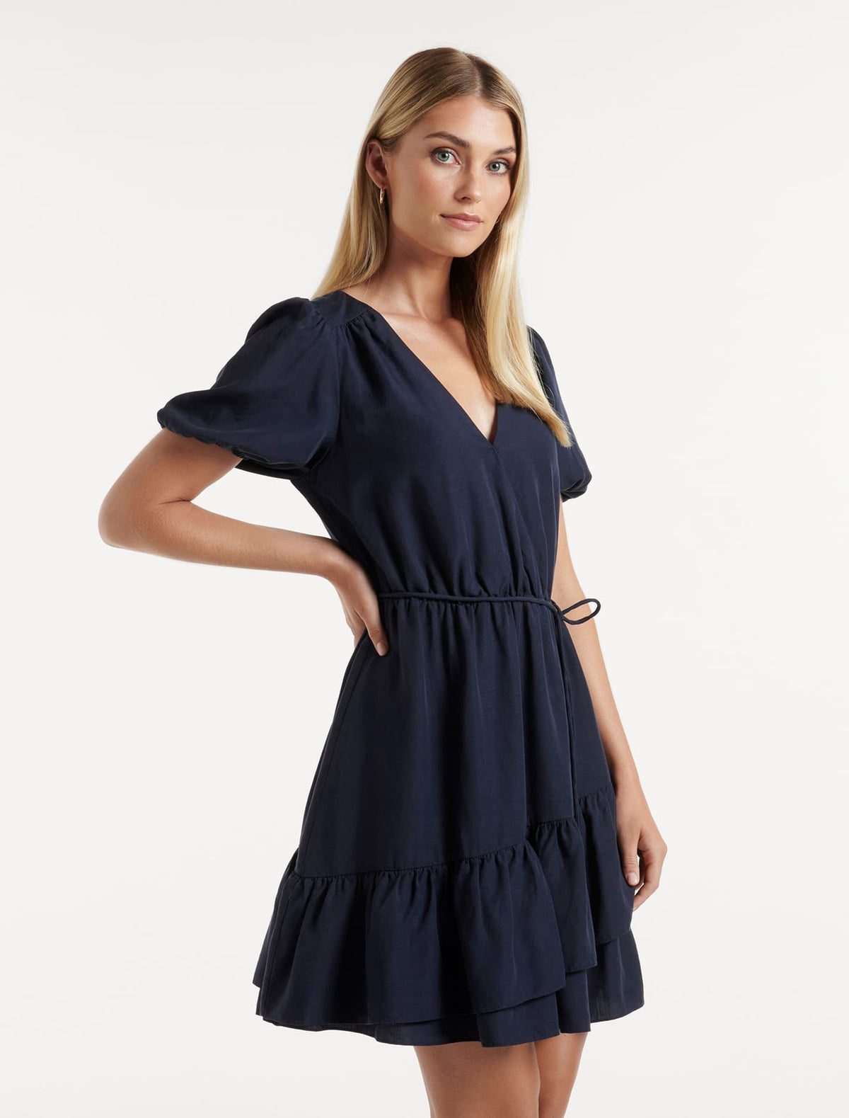 Renata Ruffle Hem Mini Navy
