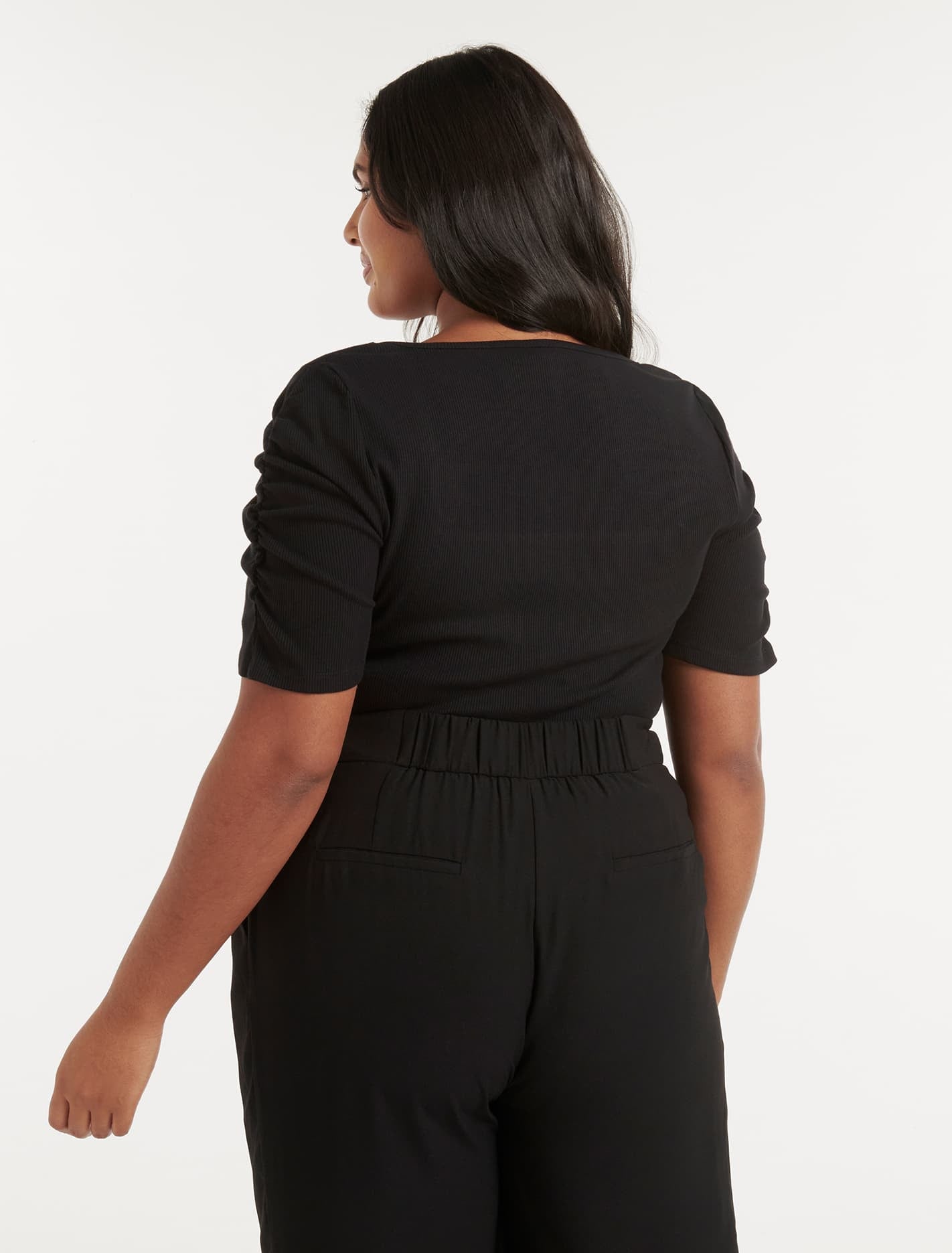 Tobi Curve Square Neck Top Black