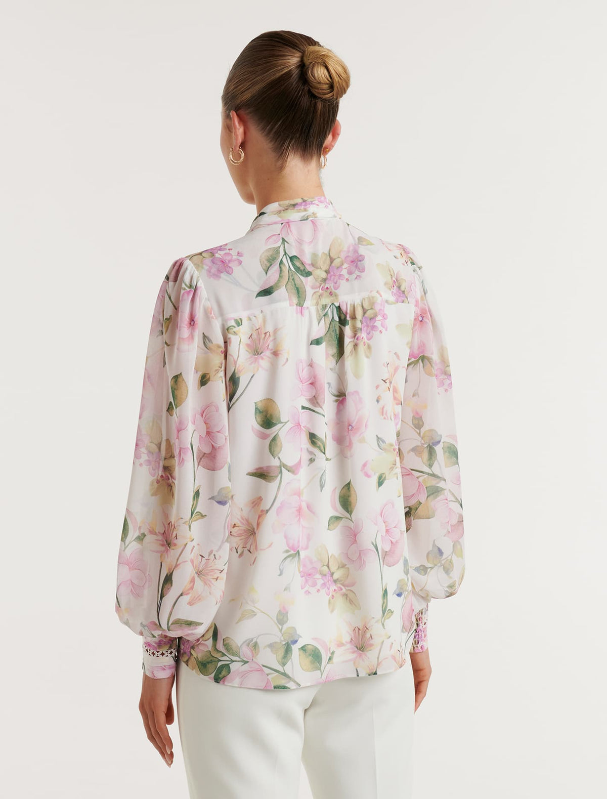Fifi Printed Trim Spliced Blouse Small Holland Floral