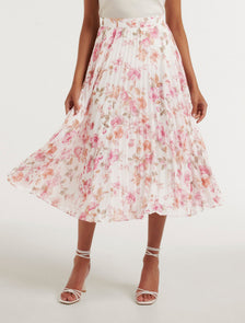 Hailee Petite Pleated Skirt Pink Holland Floral