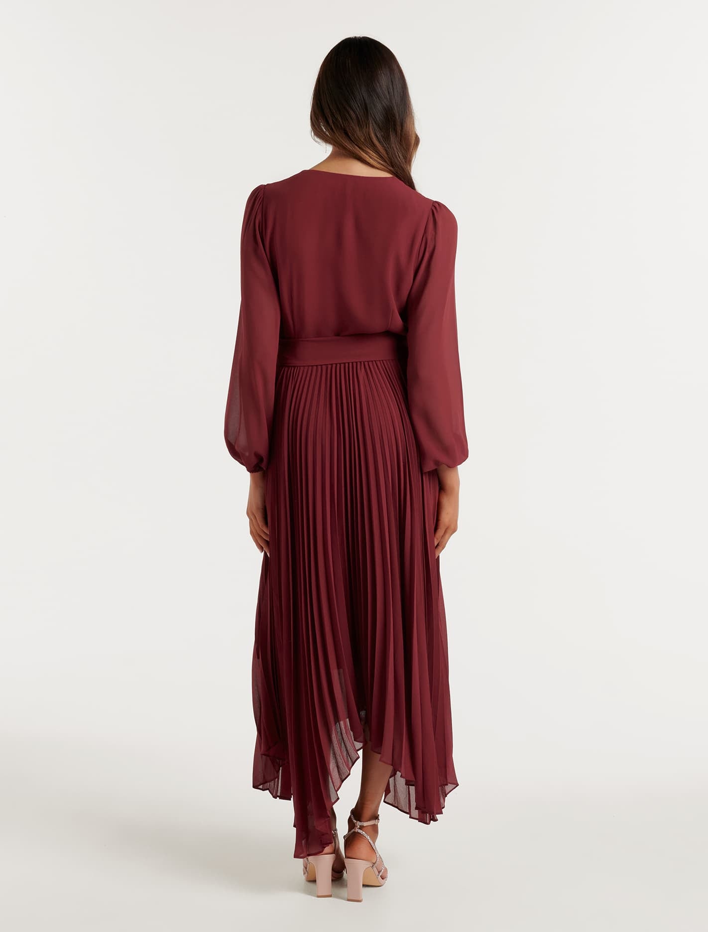 Blaire Petite Pleated Midi Dress Poached Pear