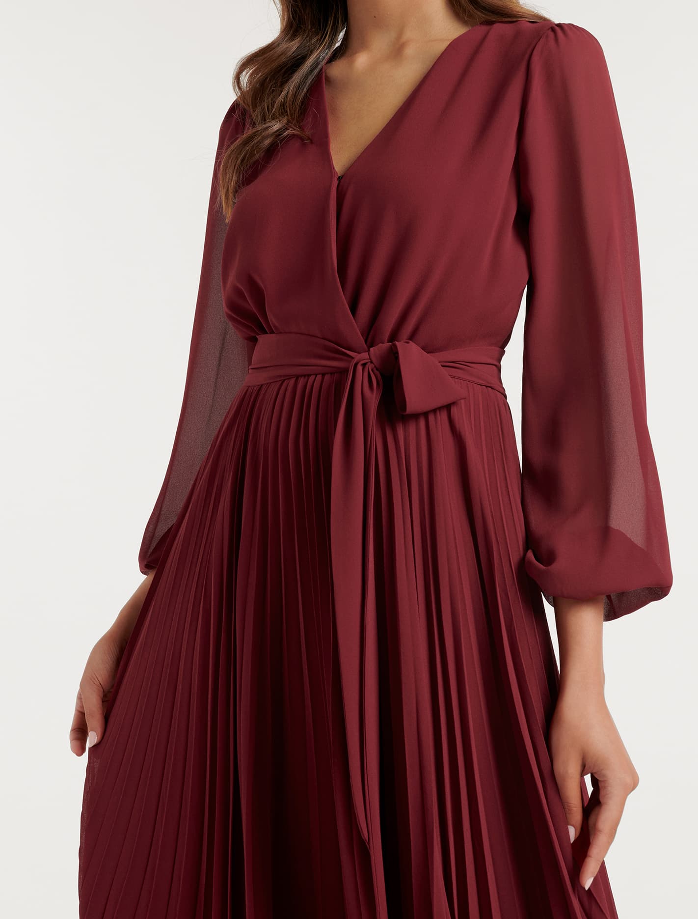 Blaire Petite Pleated Midi Dress Poached Pear
