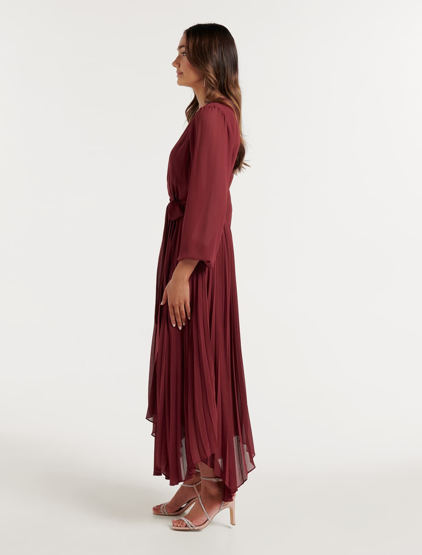 Blaire Petite Pleated Midi Dress Poached Pear
