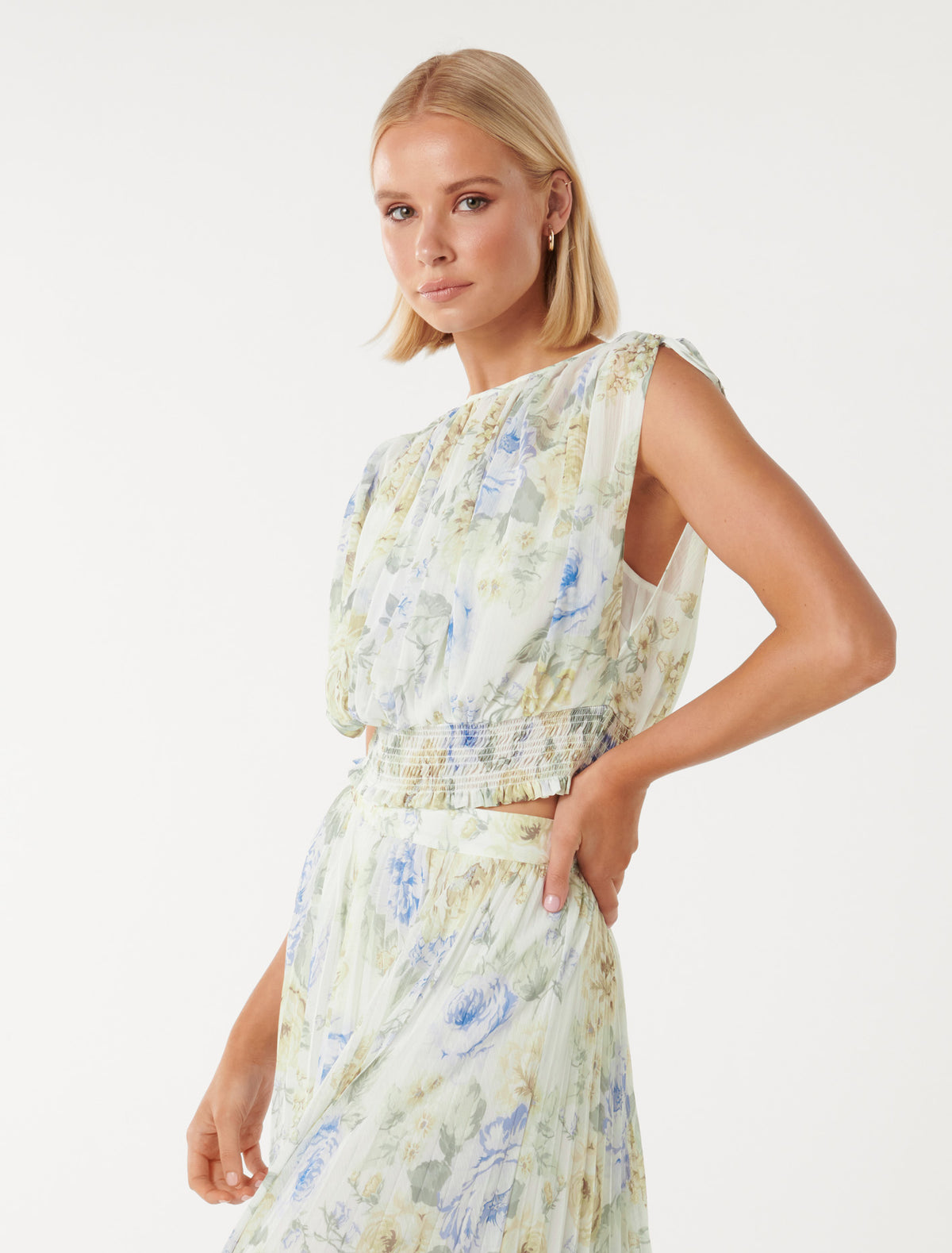 Eden Ruched Waist Sleeveless Blouse Porcelain Isla