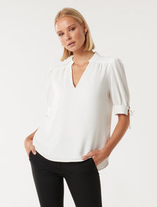 Lou Sleeve Detail Workwear Tee Porcelain
