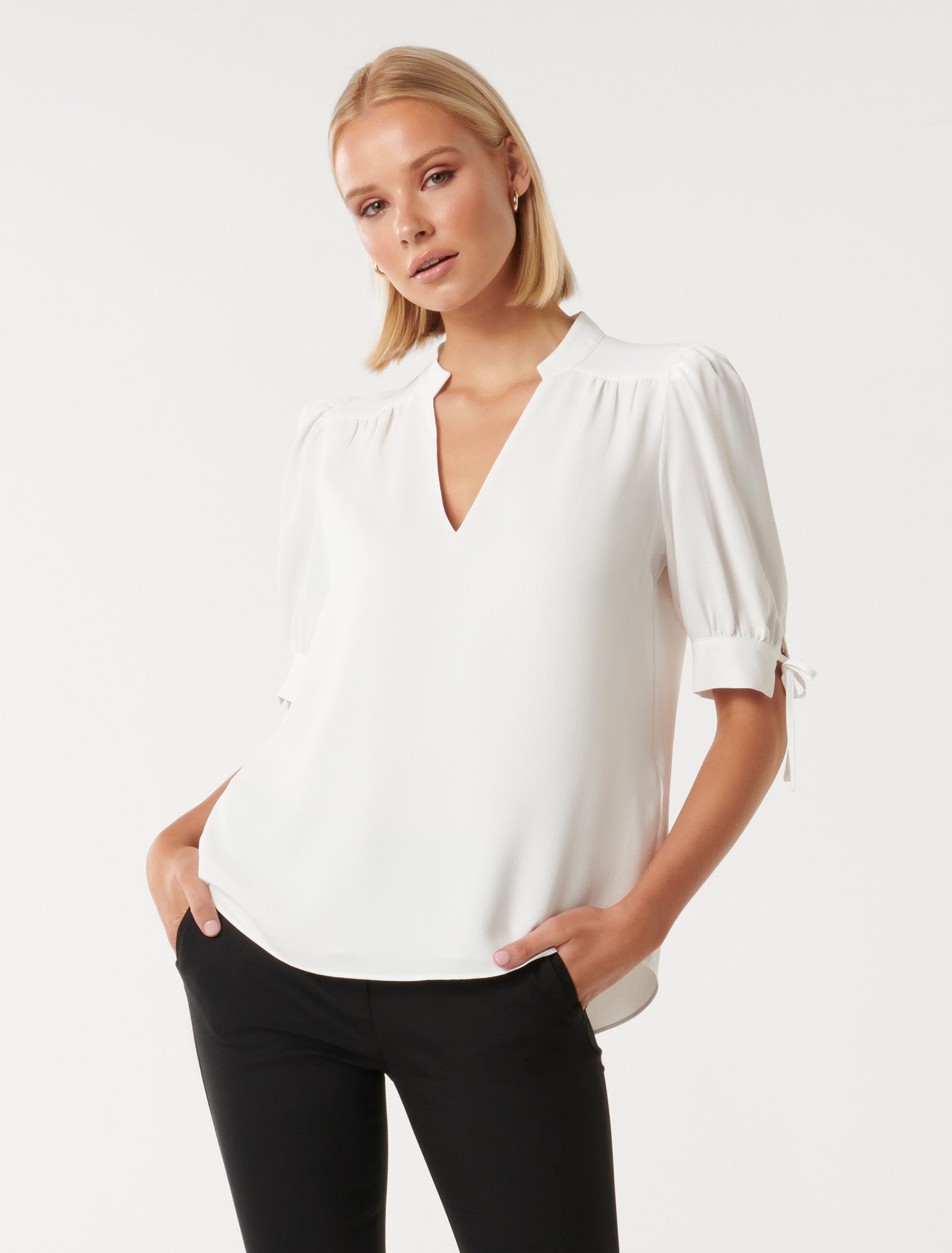 Lou Sleeve Detail Workwear Tee Porcelain