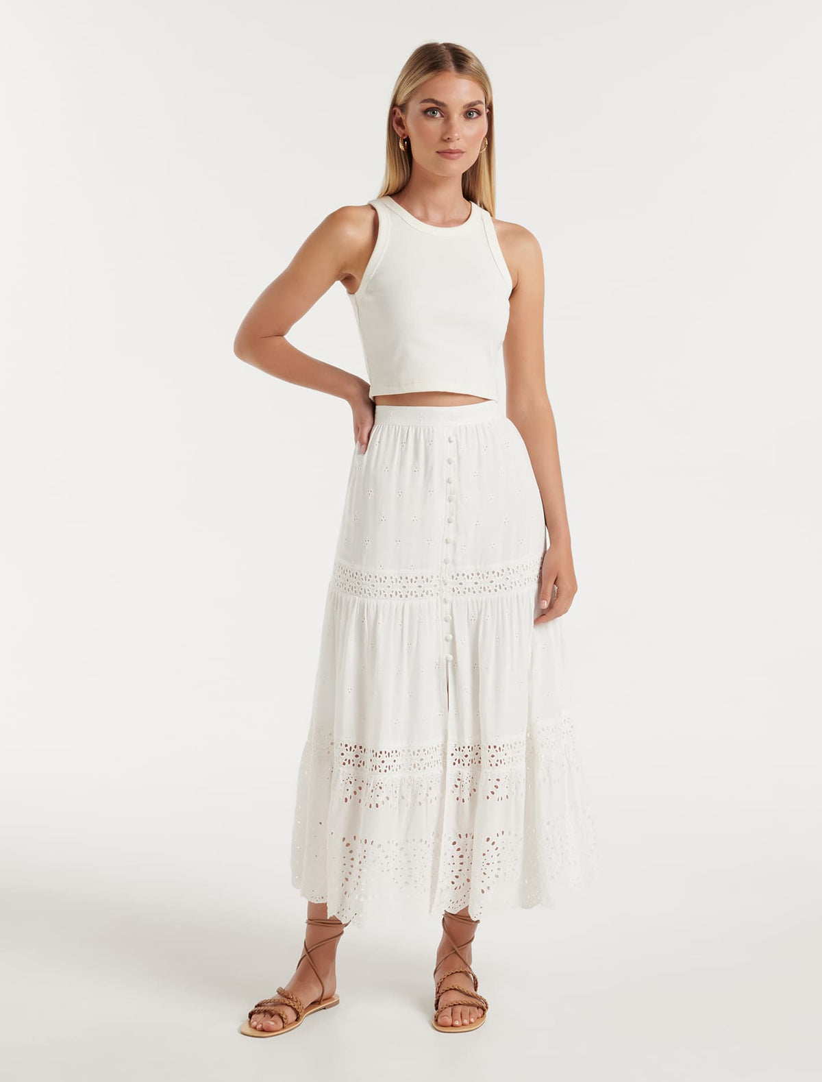 Ada Embroidered Skirt Porcelain