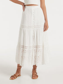 Ada Embroidered Skirt Porcelain