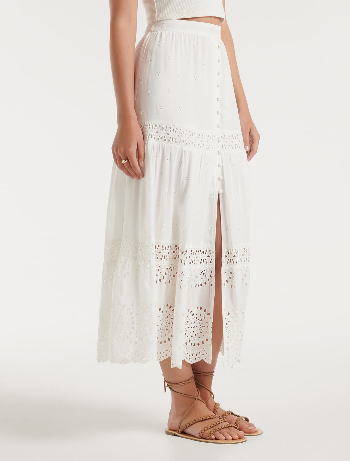 Ada Embroidered Skirt Porcelain