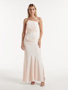 Wesley Asymm Strapless Maxi Ivory