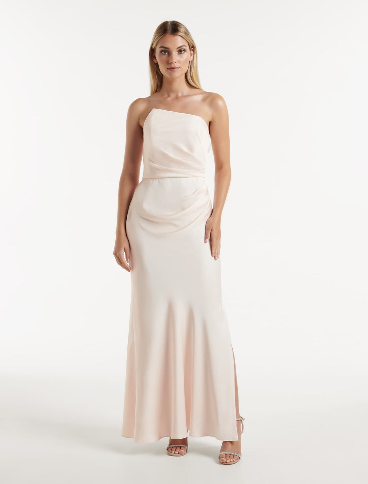 Wesley Asymm Strapless Maxi Ivory