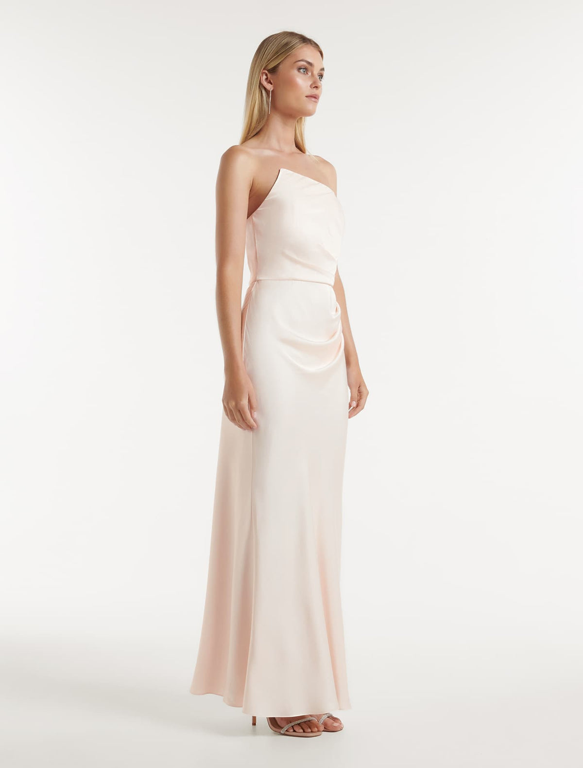Wesley Asymm Strapless Maxi Ivory