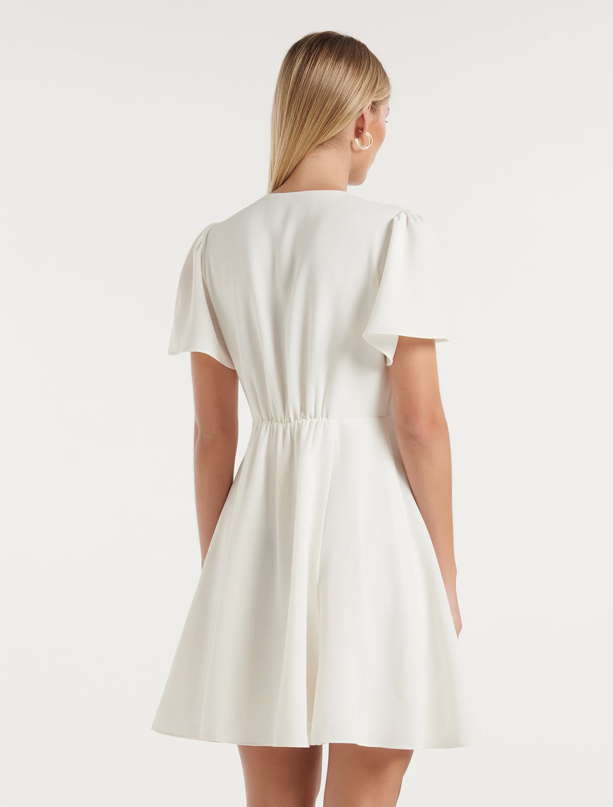 Elodie Flutter Sleeve Dress Cream