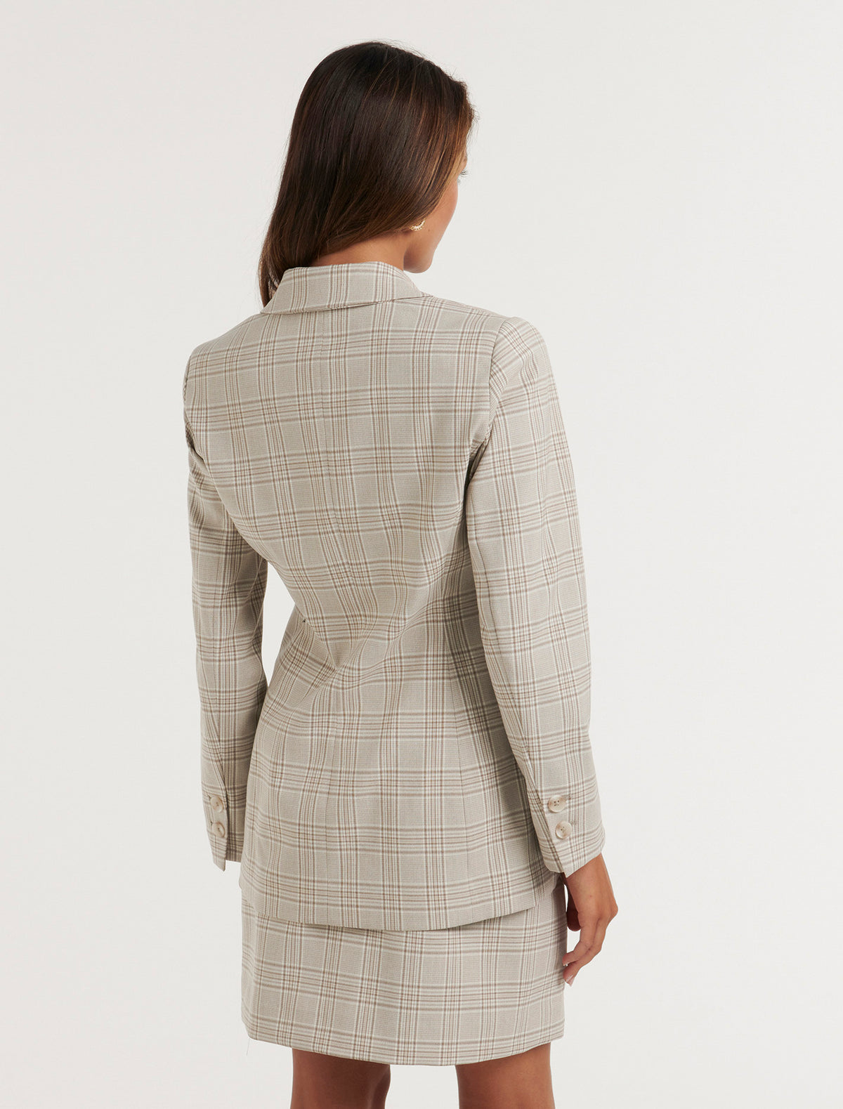 Blair Petite Check Blazer Beige Check Suit