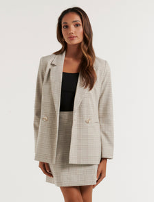 Blair Petite Check Blazer Beige Check Suit