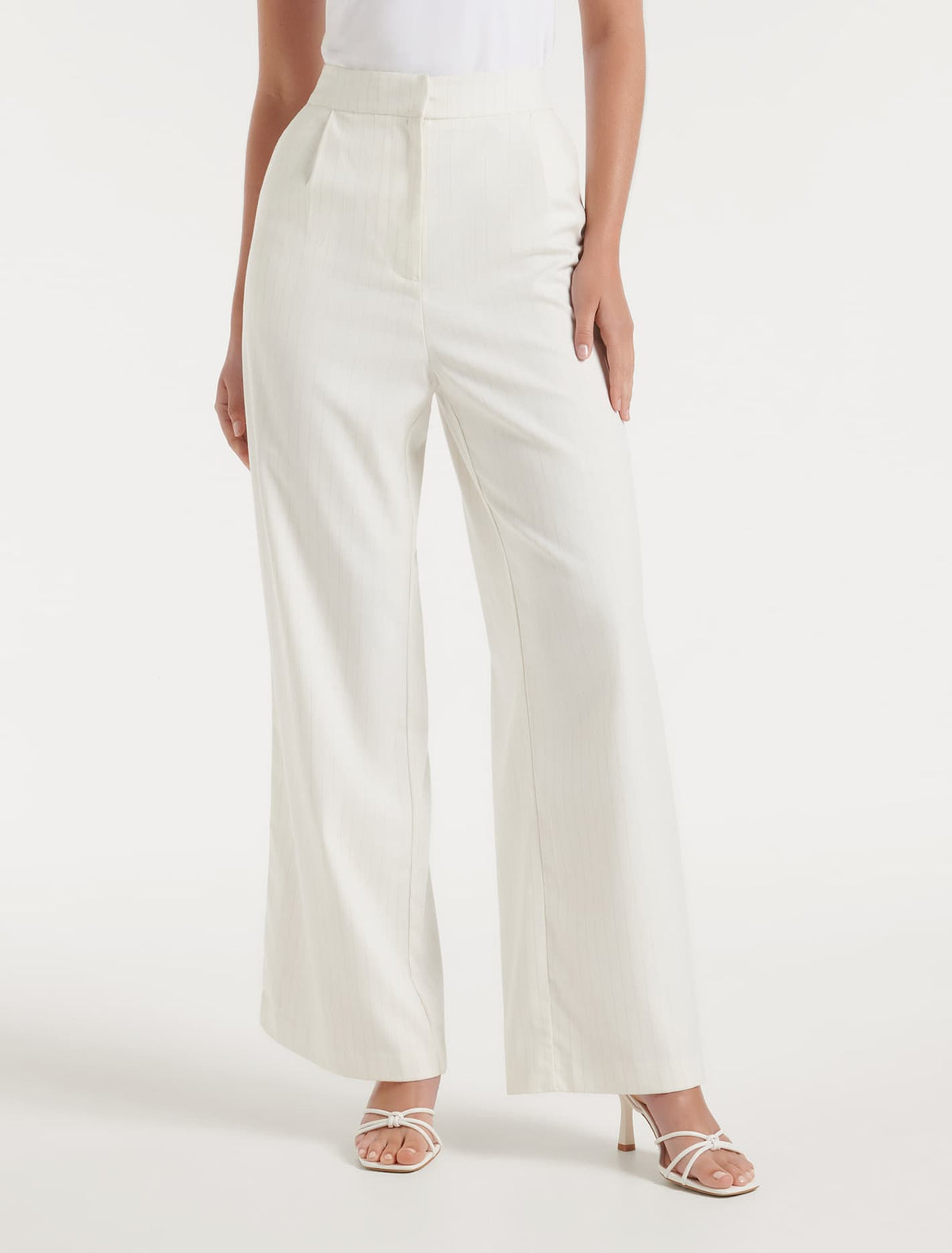 Elle Pinstripe Pant Ivory Pinstripe Suit